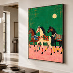 Moonlit Meadow Parade - oblique close view - modern folk art painting