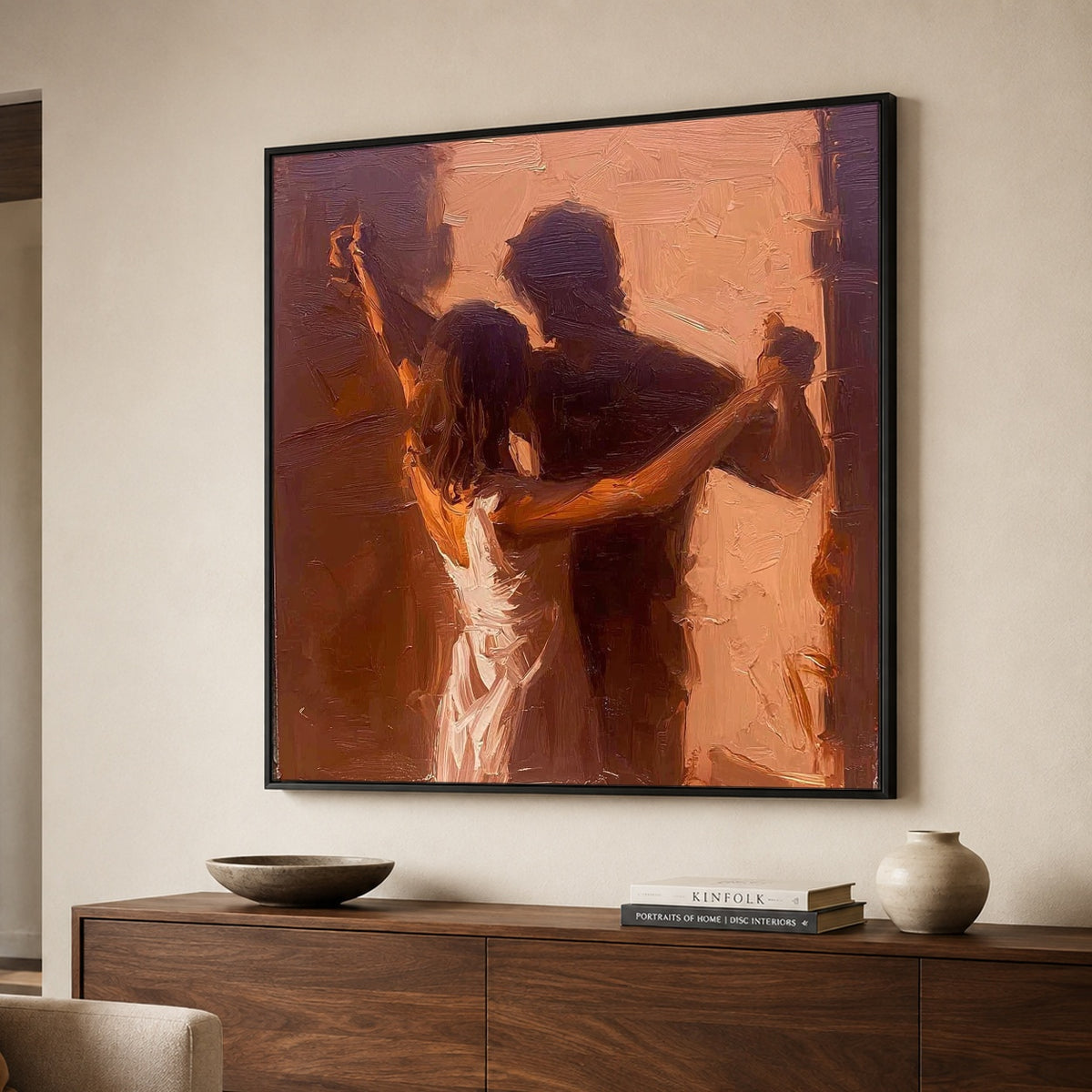 One More Dance - interior setting 8 - modern folk art painting