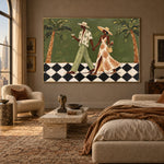 Palm Court Promenade - interior setting 03 - modern folk art painting