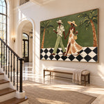 Palm Court Promenade - interior setting 05 - modern folk art painting