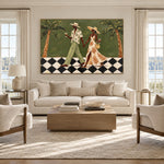 Palm Court Promenade - interior setting 06 - modern folk art painting