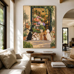 Petals at the Door - living room hero - modern folk art painting