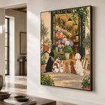Petals at the Door - oblique close view - modern folk art painting
