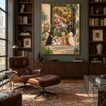 Petals at the Door - library lounge - modern folk art painting