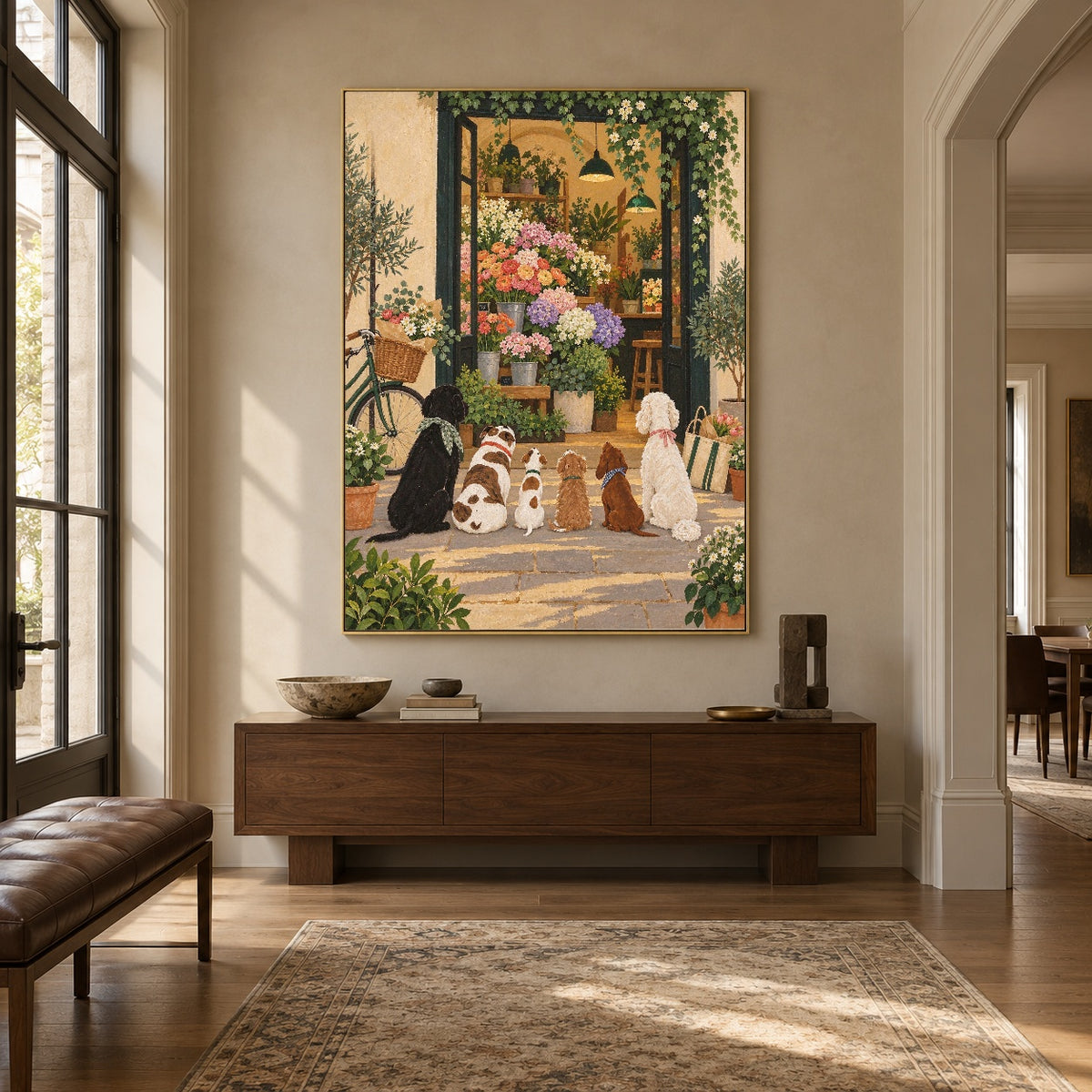 Petals at the Door - entryway - modern folk art painting