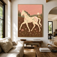 Rose Dusk Runner - living room hero - modern folk art painting