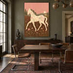 Rose Dusk Runner - wood dining room - modern folk art painting