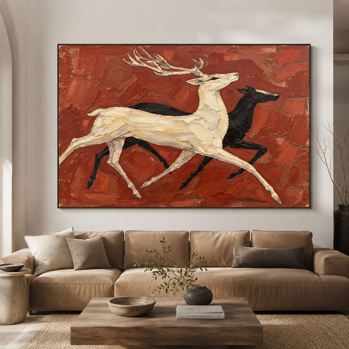 Running Toward Wonder - front view hero - modern folk art painting