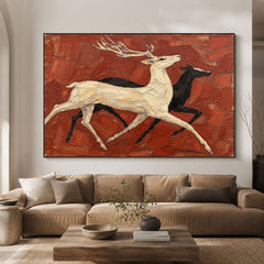 Running Toward Wonder - front view hero - modern folk art painting