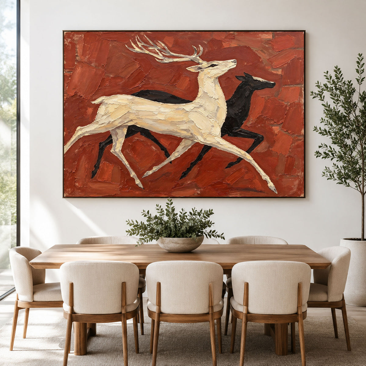 Running Toward Wonder - interior setting 03 - modern folk art painting