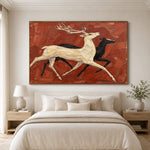 Running Toward Wonder - interior setting 04 - modern folk art painting