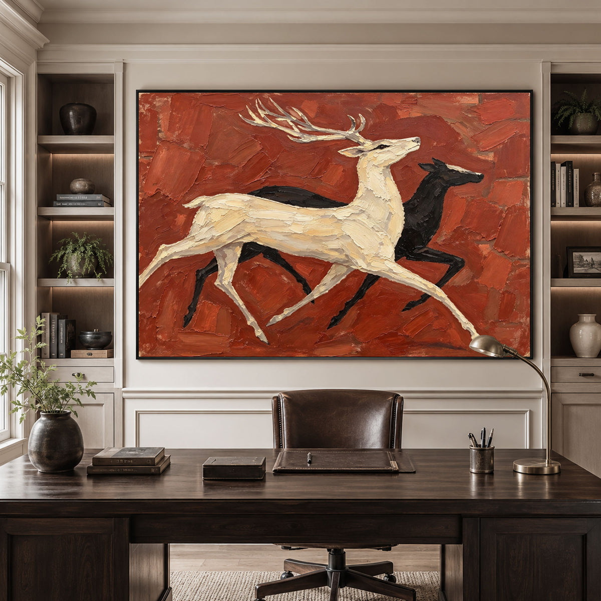 Running Toward Wonder - interior setting 06 - modern folk art painting