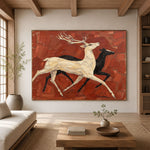 Running Toward Wonder - interior setting 07 - modern folk art painting