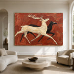 Running Toward Wonder - interior setting 08 - modern folk art painting