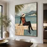 Saltwater Stillness - dining room close - modern folk art painting