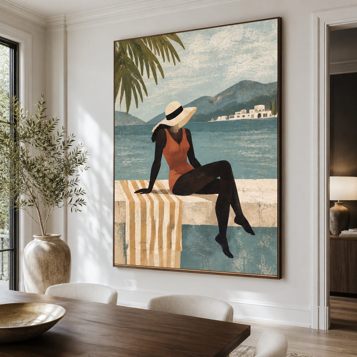 Saltwater Stillness - dining room close - modern folk art painting