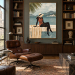 Saltwater Stillness - library lounge - modern folk art painting