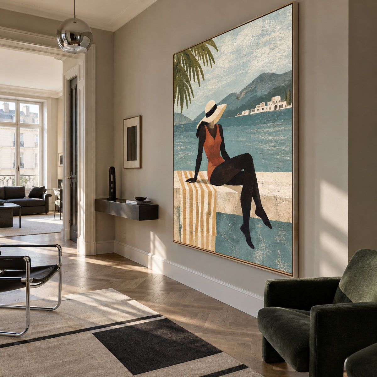 Saltwater Stillness - modern living room - modern folk art painting