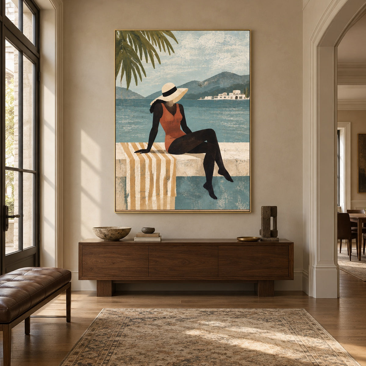 Saltwater Stillness - entryway - modern folk art painting
