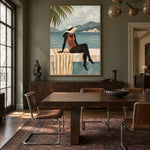 Saltwater Stillness - wood dining room - modern folk art painting