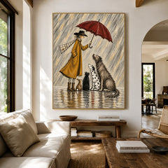 Shelter in the Rain - living room hero - modern folk art painting