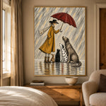 Shelter in the Rain - bedroom - modern folk art painting