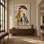 Shelter in the Rain - entryway - modern folk art painting