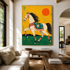 Sun Festival Steed - living room hero - modern folk art painting