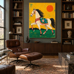 Sun Festival Steed - library lounge - modern folk art painting