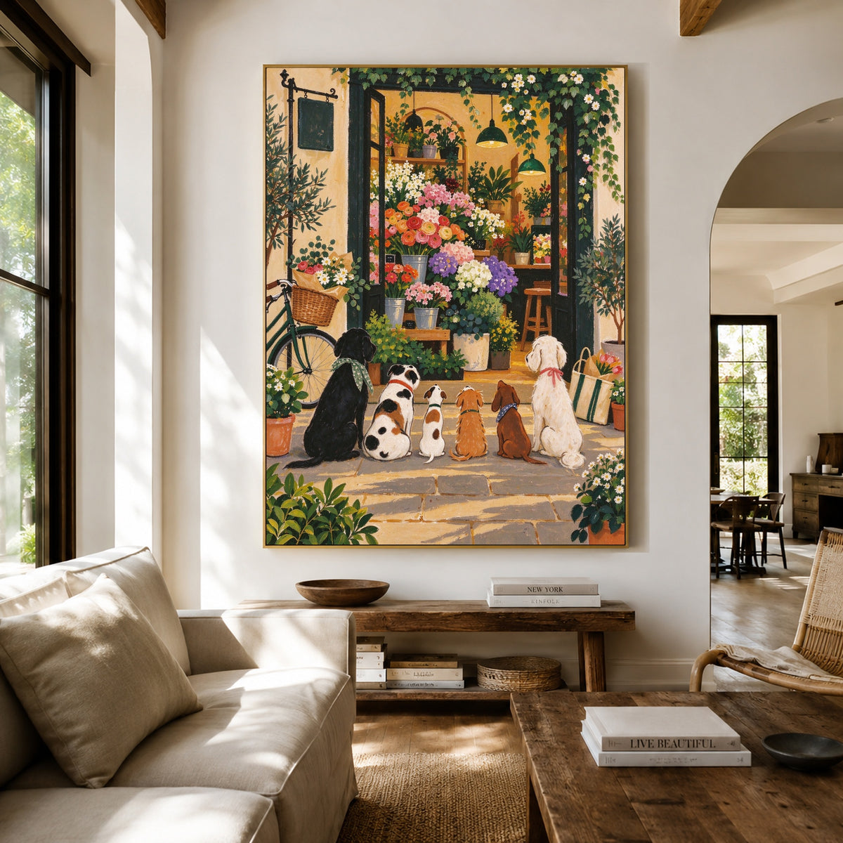 The Flower Shop Club - living room hero - modern folk art painting
