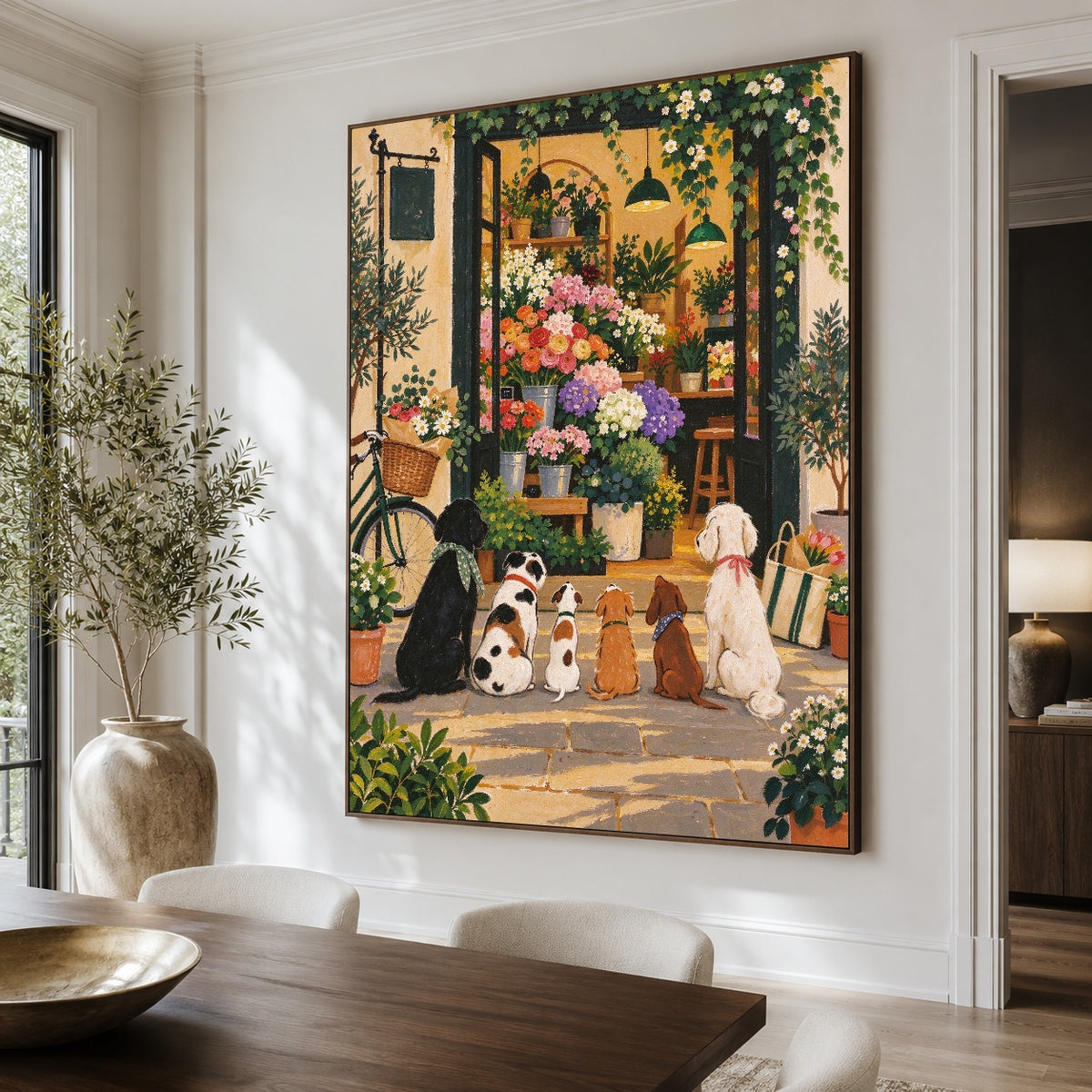 The Flower Shop Club - dining room close - modern folk art painting