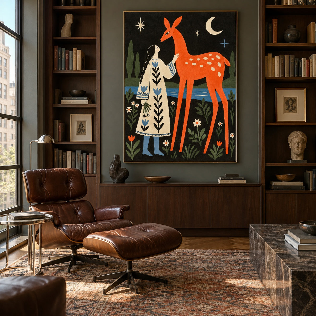 The Forest Promise - library lounge - modern folk art painting