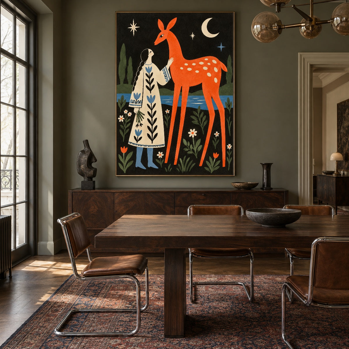 The Forest Promise - wood dining room - modern folk art painting