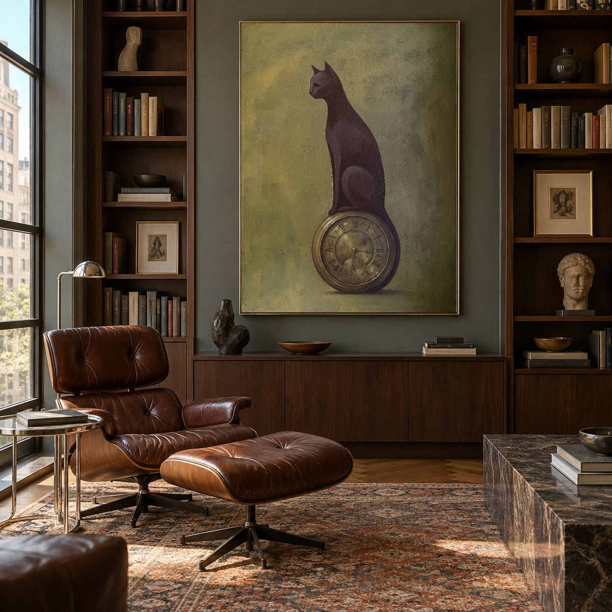 The Quiet Balancer - library lounge - modern folk art painting