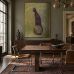 The Quiet Balancer - wood dining room - modern folk art painting
