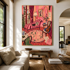 The Rose Room - living room hero - modern folk art painting