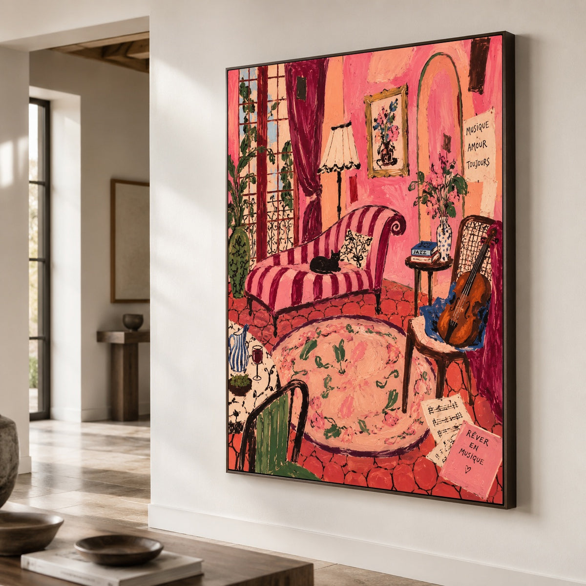 The Rose Room - oblique close view - modern folk art painting