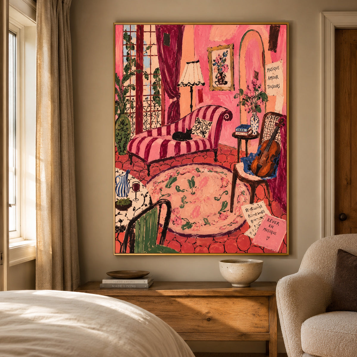 The Rose Room - bedroom - modern folk art painting