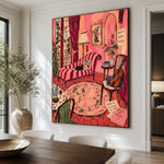 The Rose Room - dining room close - modern folk art painting
