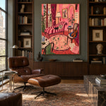 The Rose Room - library lounge - modern folk art painting