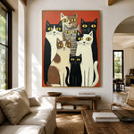 The Whisker Society - living room hero - modern folk art painting
