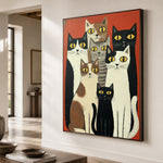 The Whisker Society - oblique close view - modern folk art painting