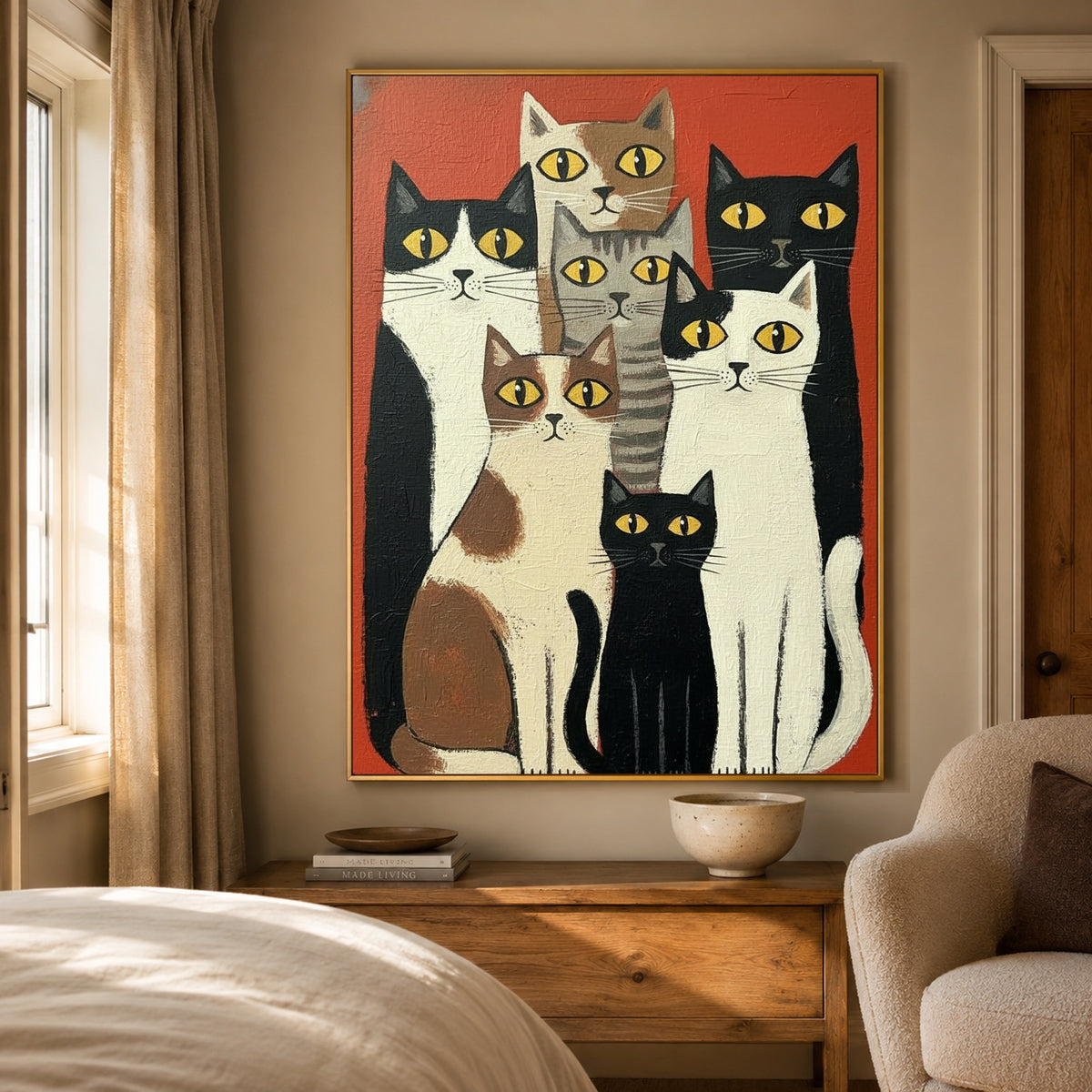 The Whisker Society - bedroom - modern folk art painting