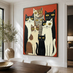 The Whisker Society - dining room close - modern folk art painting
