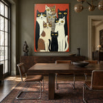 The Whisker Society - wood dining room - modern folk art painting