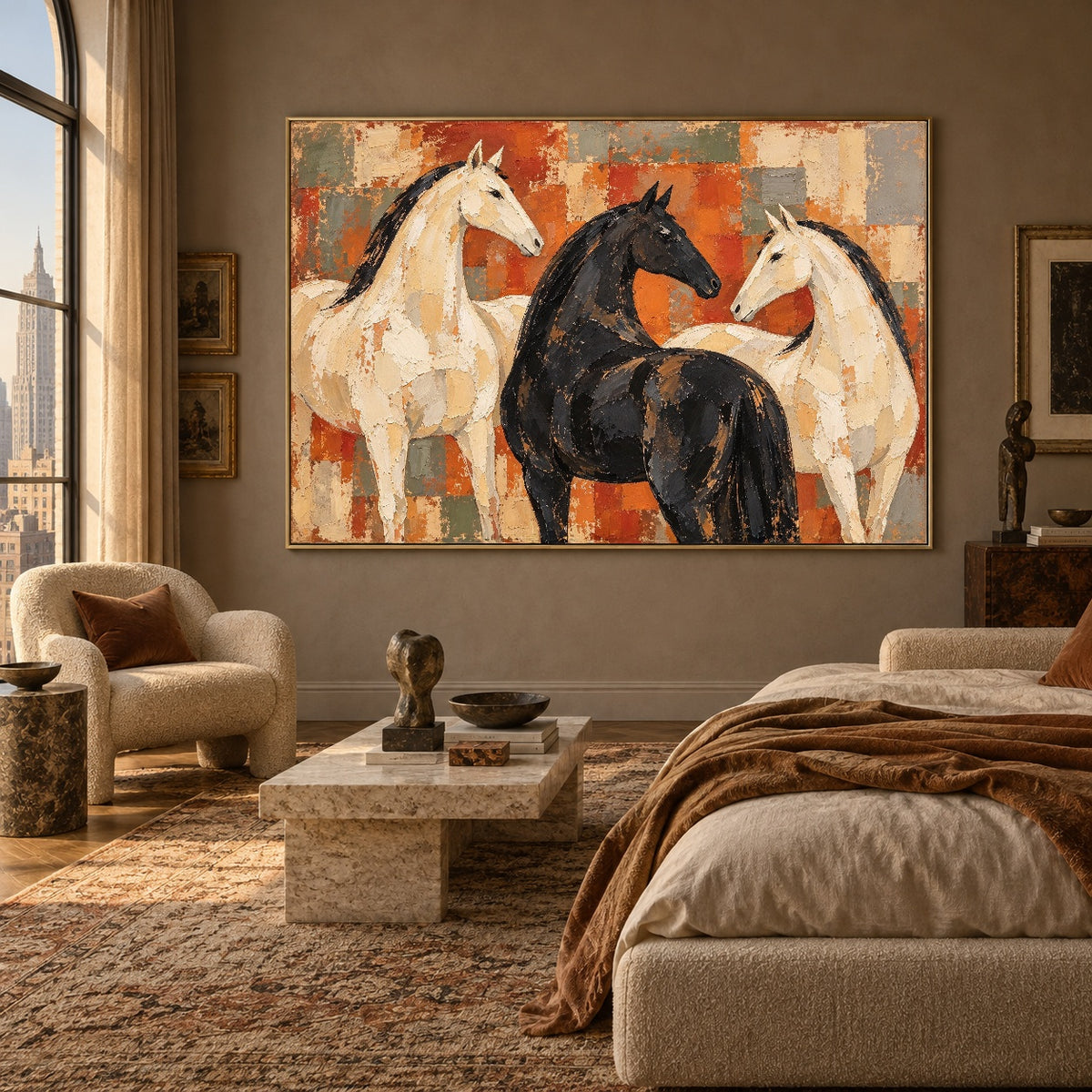 Three Spirits One Rhythm - interior setting 03 - modern folk art painting