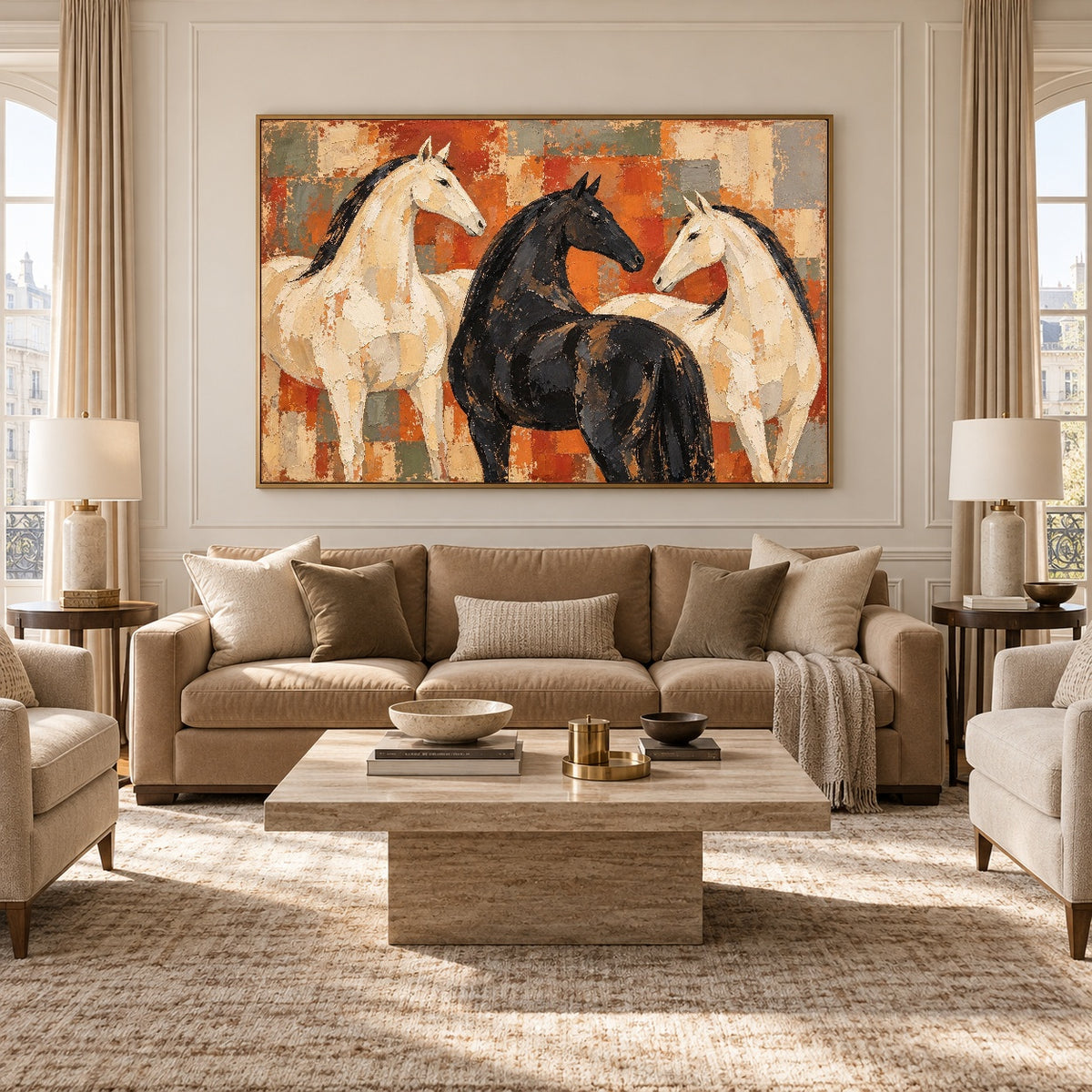 Three Spirits One Rhythm - interior setting 06 - modern folk art painting