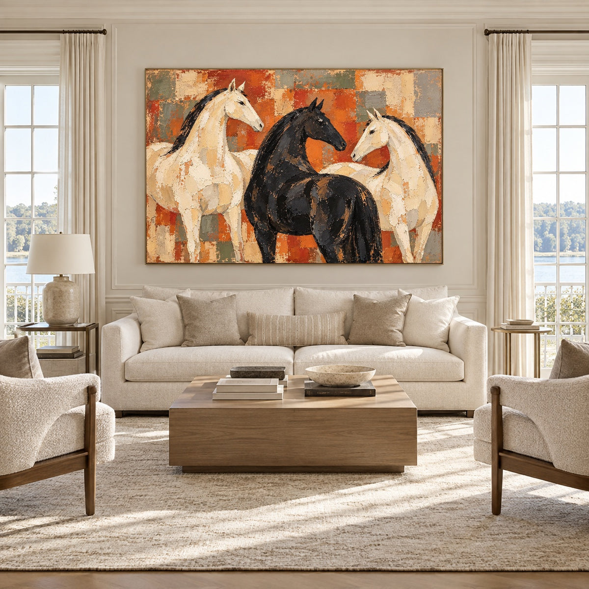 Three Spirits One Rhythm - interior setting 08 - modern folk art painting