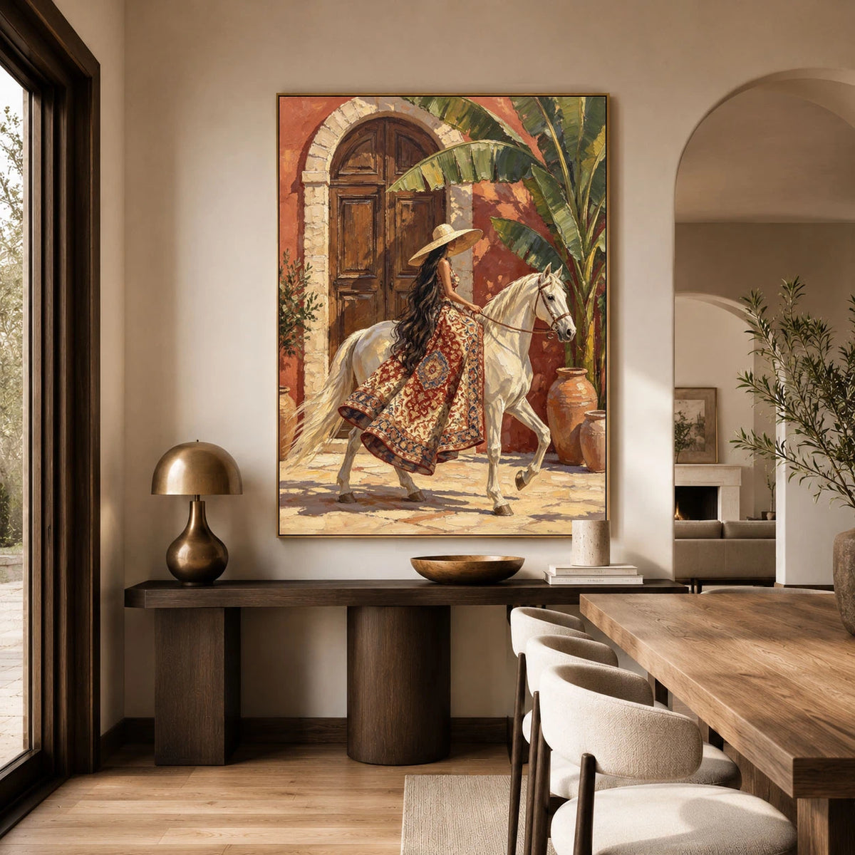 Through the Courtyard Light - interior setting 04 - modern folk art painting