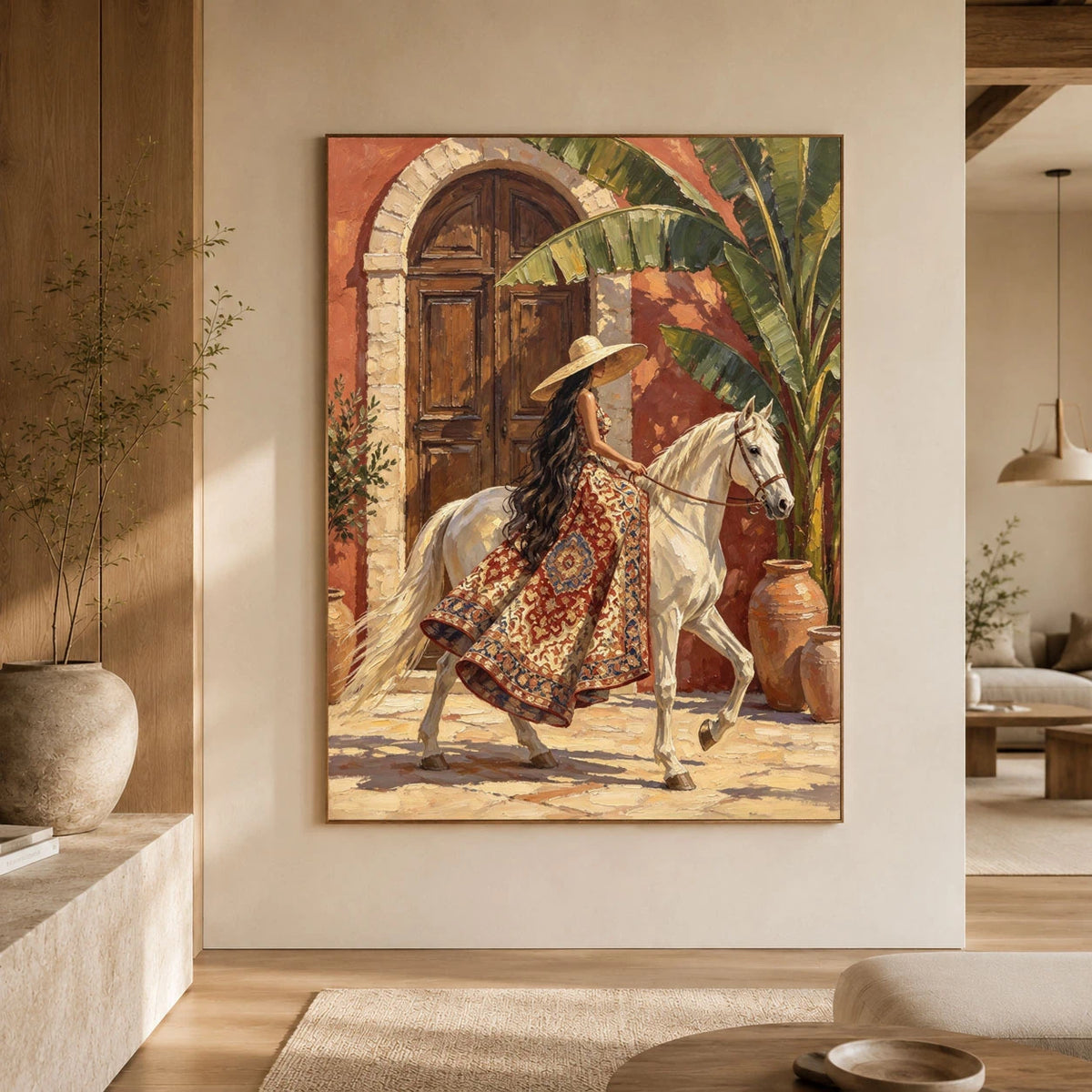 Through the Courtyard Light - interior setting 05 - modern folk art painting